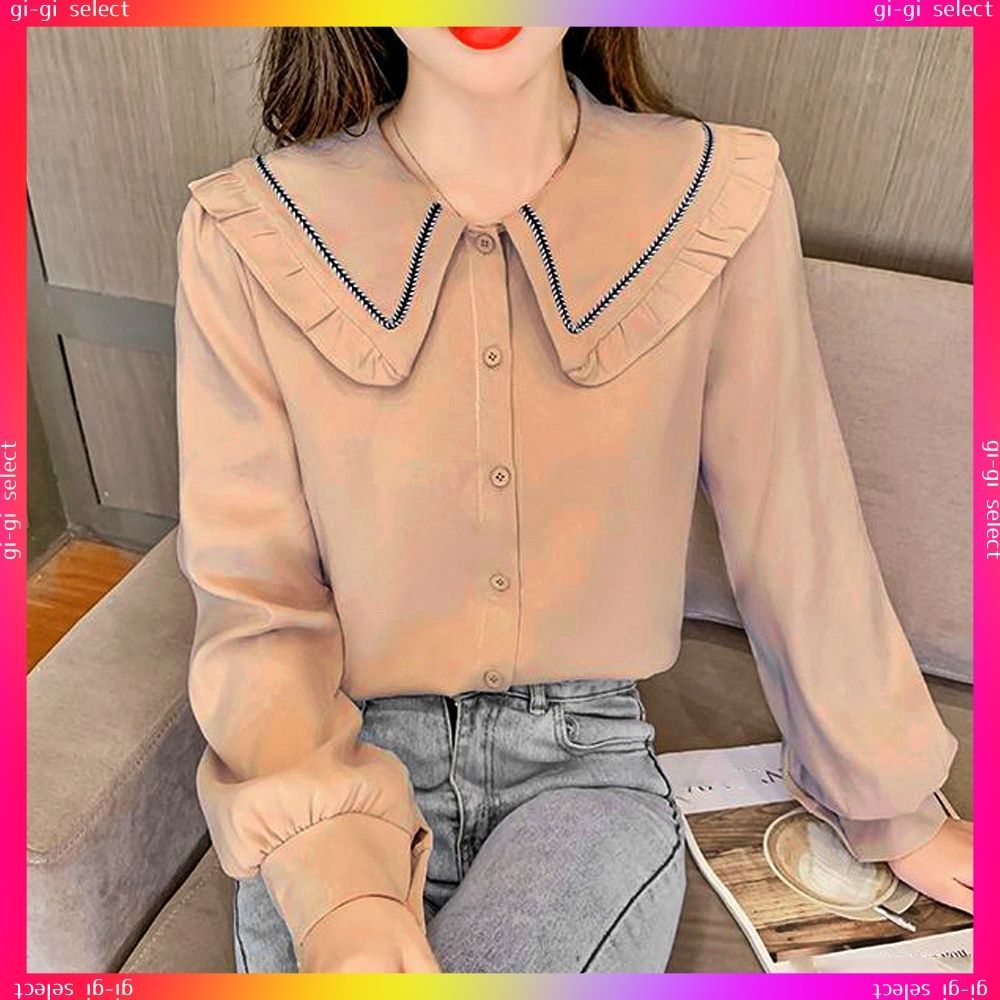 新品・サウスケープ　ゴルフ可愛いセーラー襟・バイカラーシャツ●長袖　L 新品・サウスケープ ゴルフ可愛いセーラー襟・バイカラーシャツ○長袖