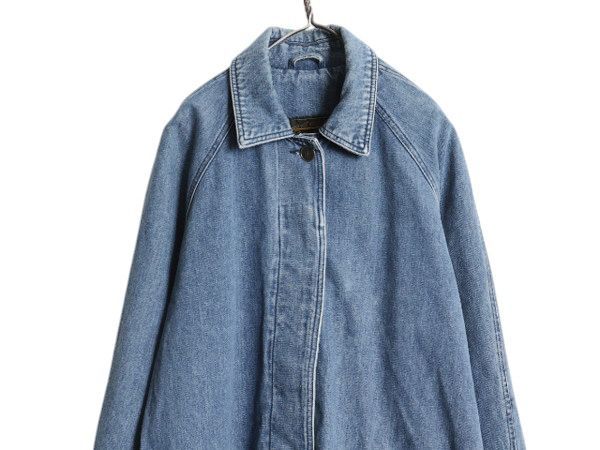 80s 90s エディ―バウアー デニム ステンカラー コート レディース L  