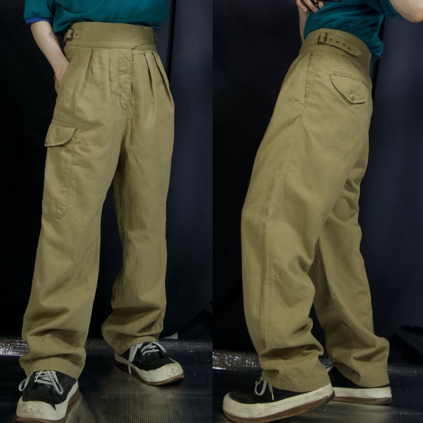 パンツ 00s BANANA REPUBLIC linen gurkha pants NOS BANANA REPUBLIC Cotton Linen gurkha pants オリジナルの