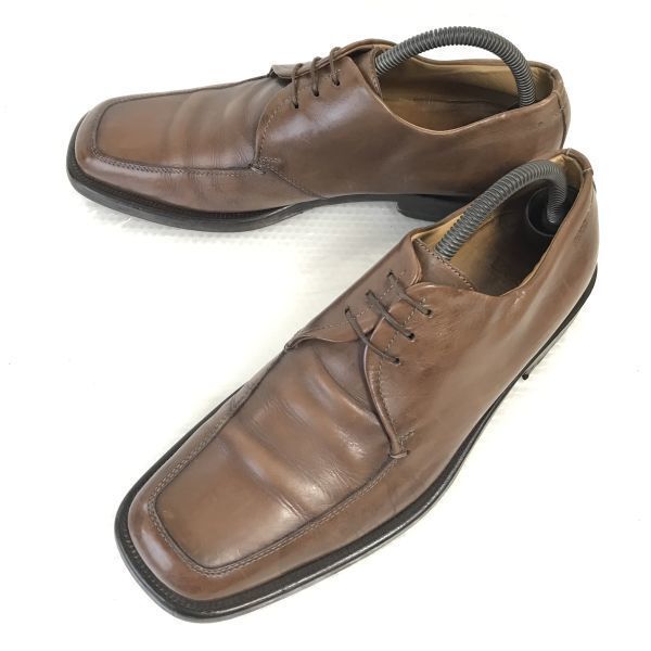 Made in Italy BOSS 本革 マッケイ製法 Uチップ 7.5 26.0茶 BROWN ビジネス dress shoes◆C-81