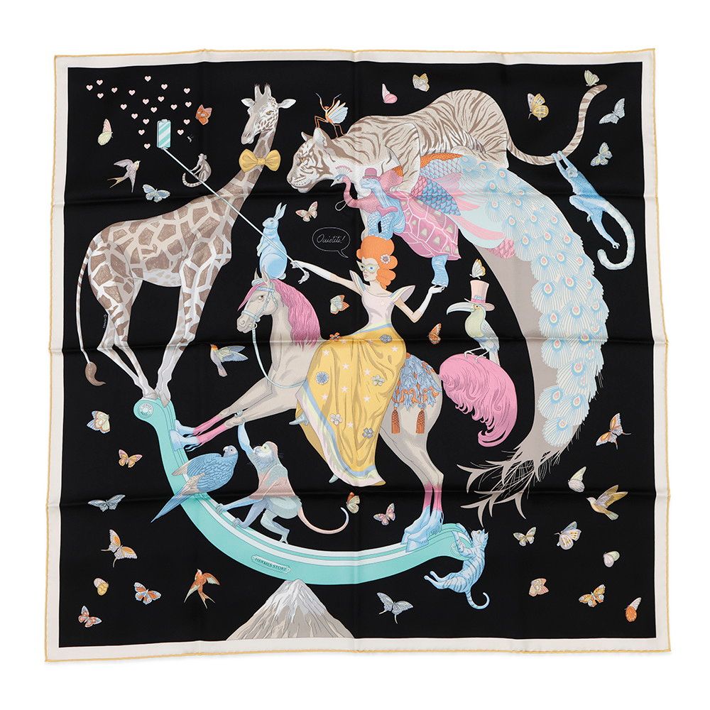 エルメス スカーフ カレ90 エルメス ストーリー Hermes Story HERMES シルクツイル 2025年春 黒