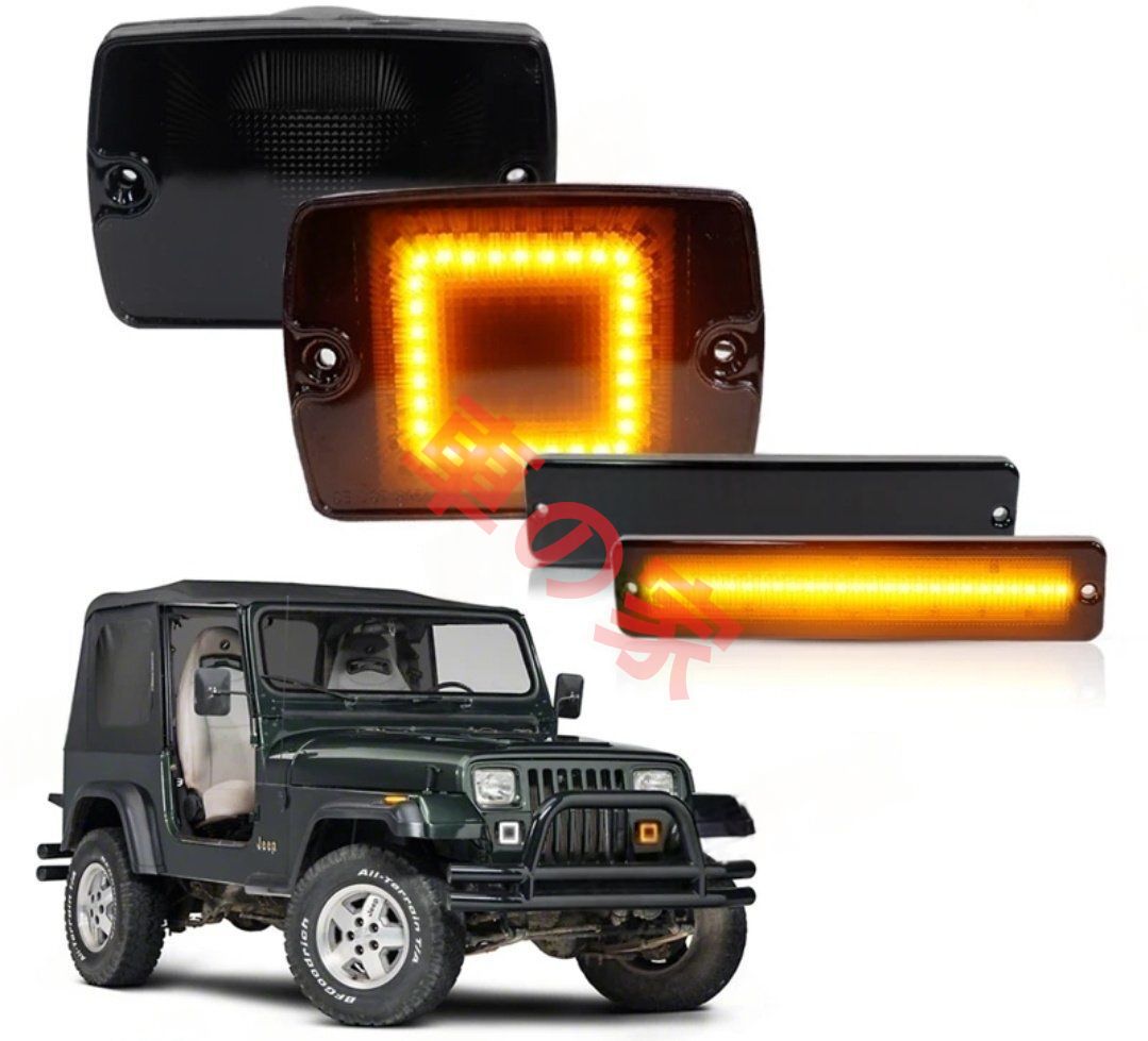ジープラングラー Jeep Wrangler LEDデイライトウィンカー サイドマーカーセット スモークレンズ デイライト 互換