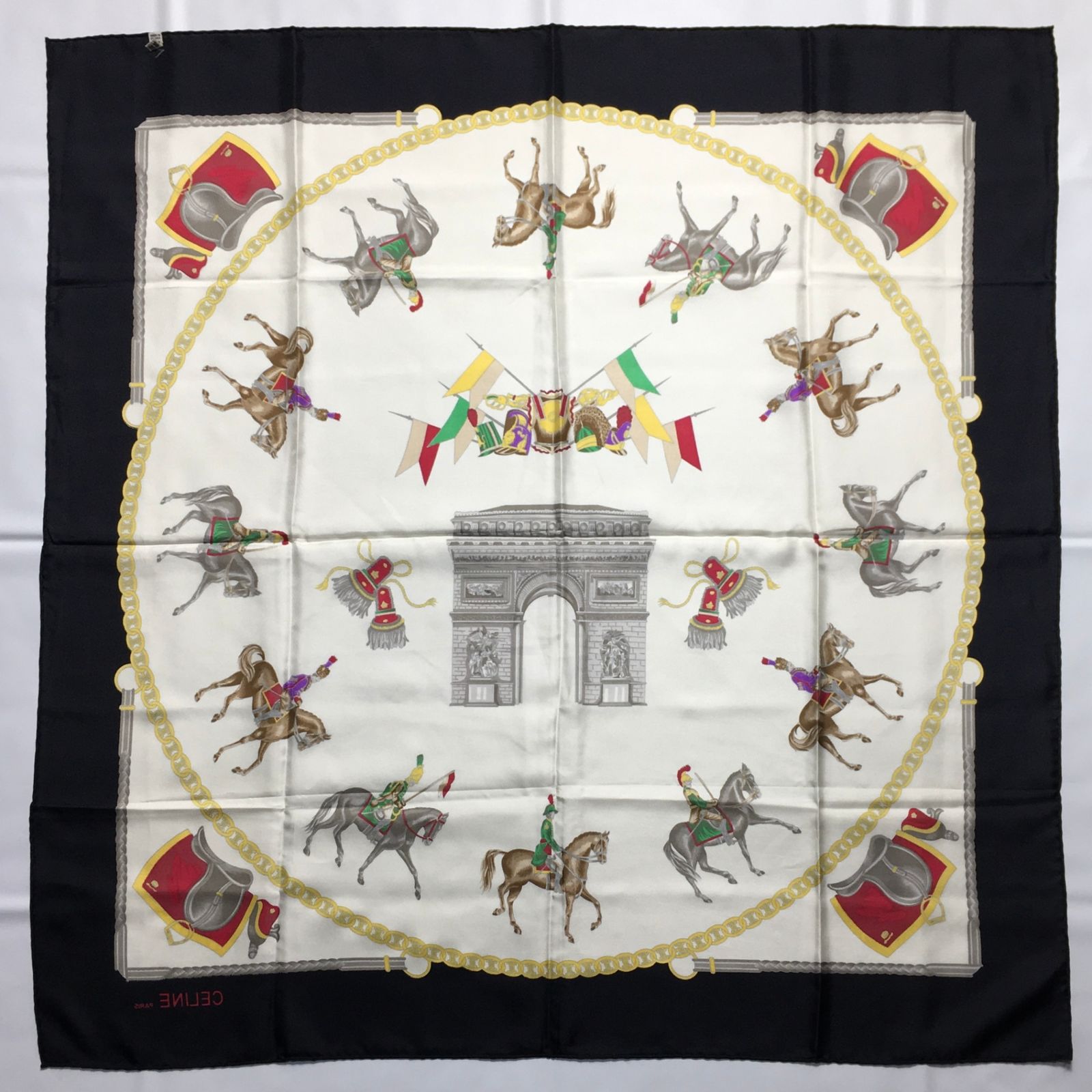 2509-128｜美品｜セリーヌ スカーフ シルク グレージュ タグあり 2509-128｜美品｜セリーヌ スカーフ シルク グレージュ タグあり