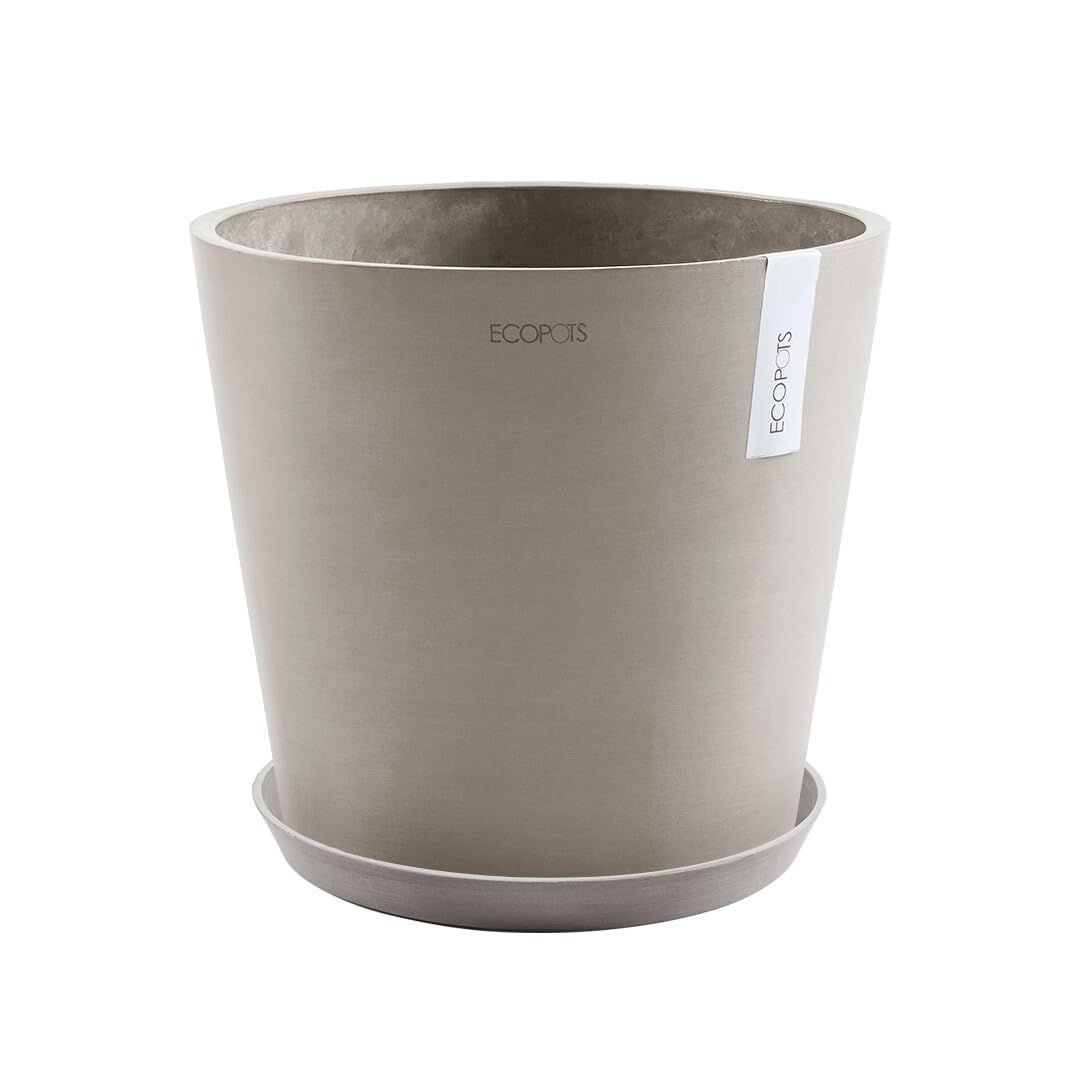 商品 AND PLANTS 植木鉢 10号 大型 マットで 質感 ECOPOTS Amsterdam ベージュ Lサイズ 鉢皿付き