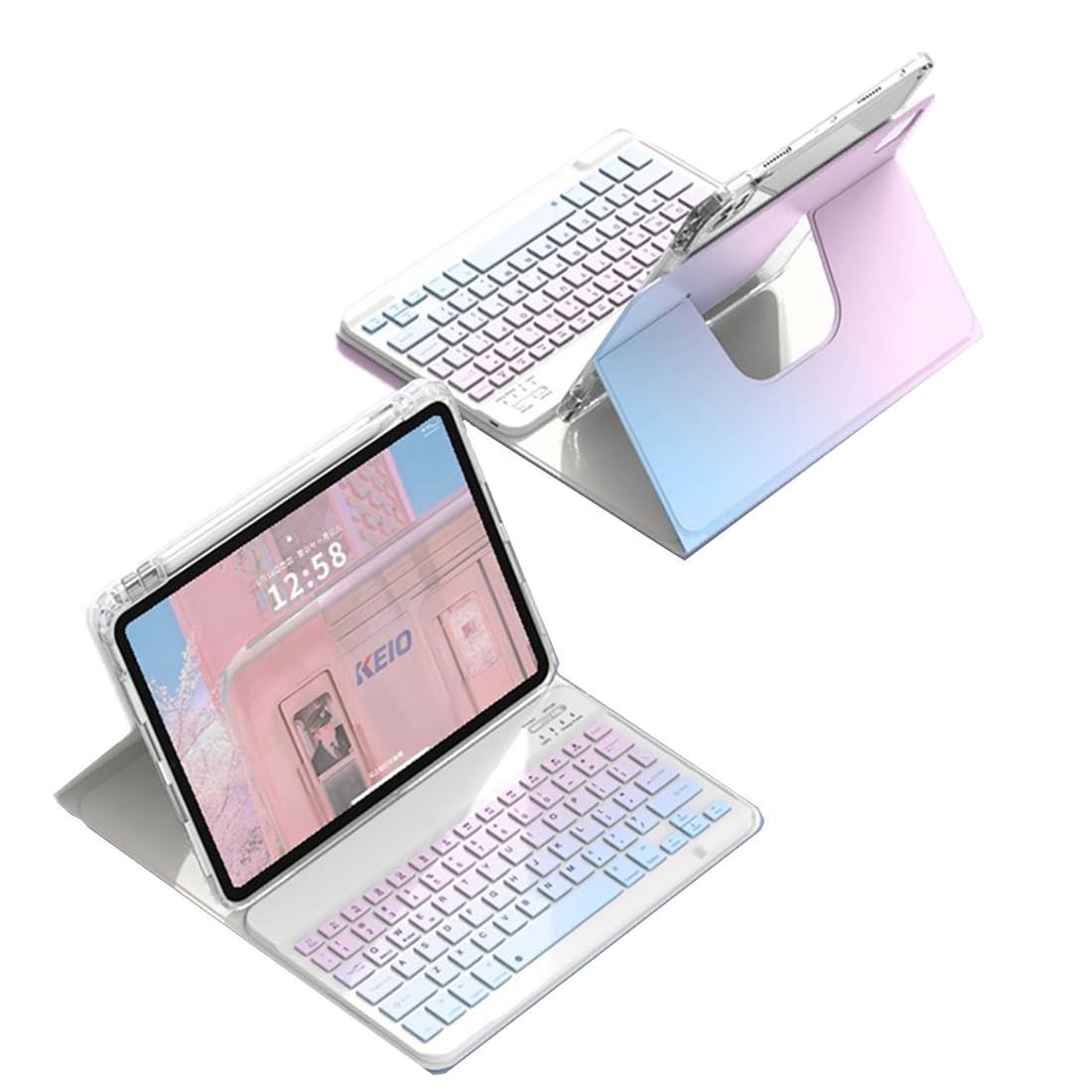 新品 Air 11'' iPad 2024 / iPad Pro11 第 4 3 2 1世代 キーボードケース iPad Air4 / Air5 キーボードケース 縦置き マグネット 取り外し可能 3 in 1 分離式 Bluetoothキーボード 透明背面カ