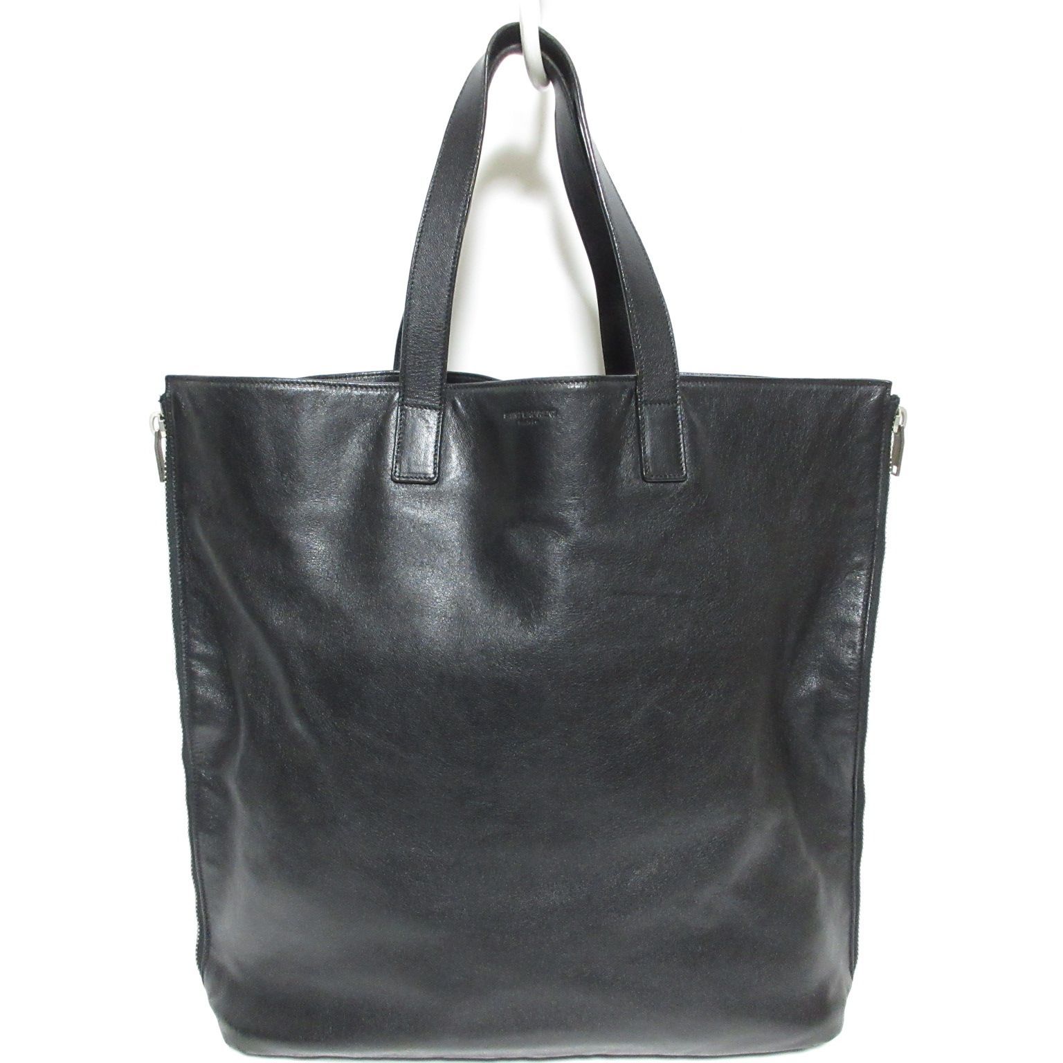 メンズSAINT LAURENT PARISレザー黒ジップ トートバッグ イタリア製 