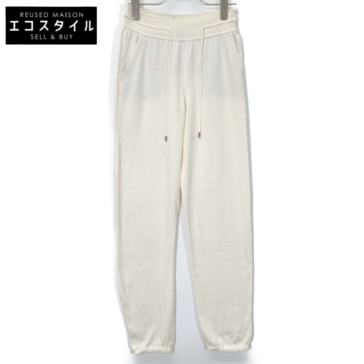 Loro Piana ロロピアーナ ﾎﾜｲﾄ FAF2340 ｼﾙｸｺｯﾄﾝ ｽｳｪｯﾄ ﾊﾟﾝﾂ 36