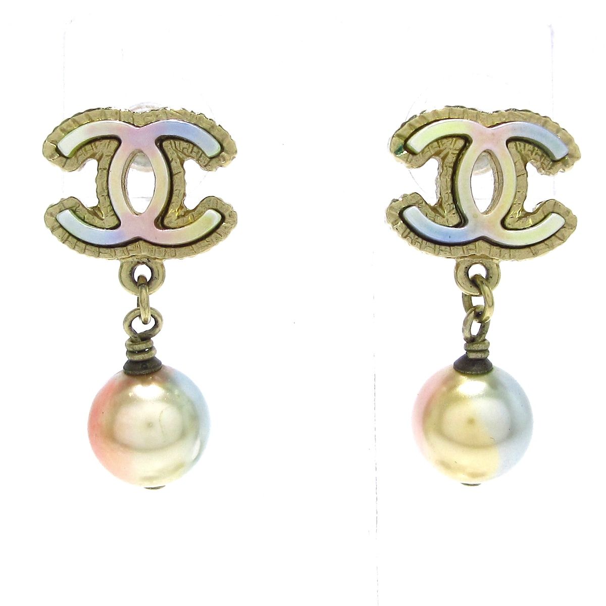 CHANEL シャネル ピアス ココマーク ゴールド×白×マルチ