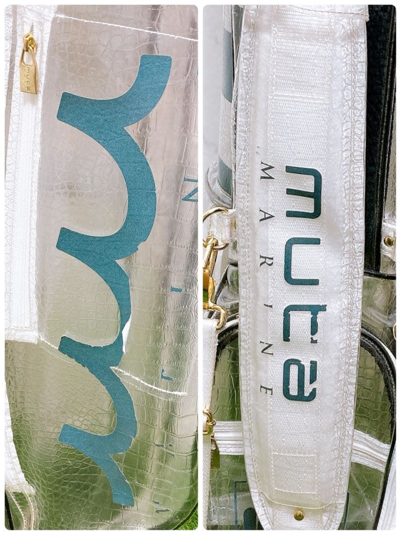 17ムータマリン ゴルフ クリア キャディバッグ クロコ スタンド式 3点