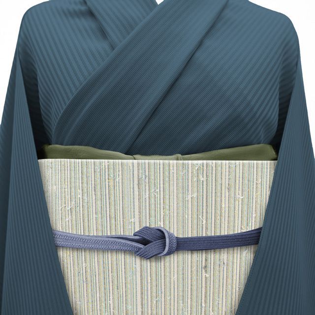 開き名古屋帯 綴れ織 ひげ綴 金糸 グレー 中古 仕立て上がり neb00319  