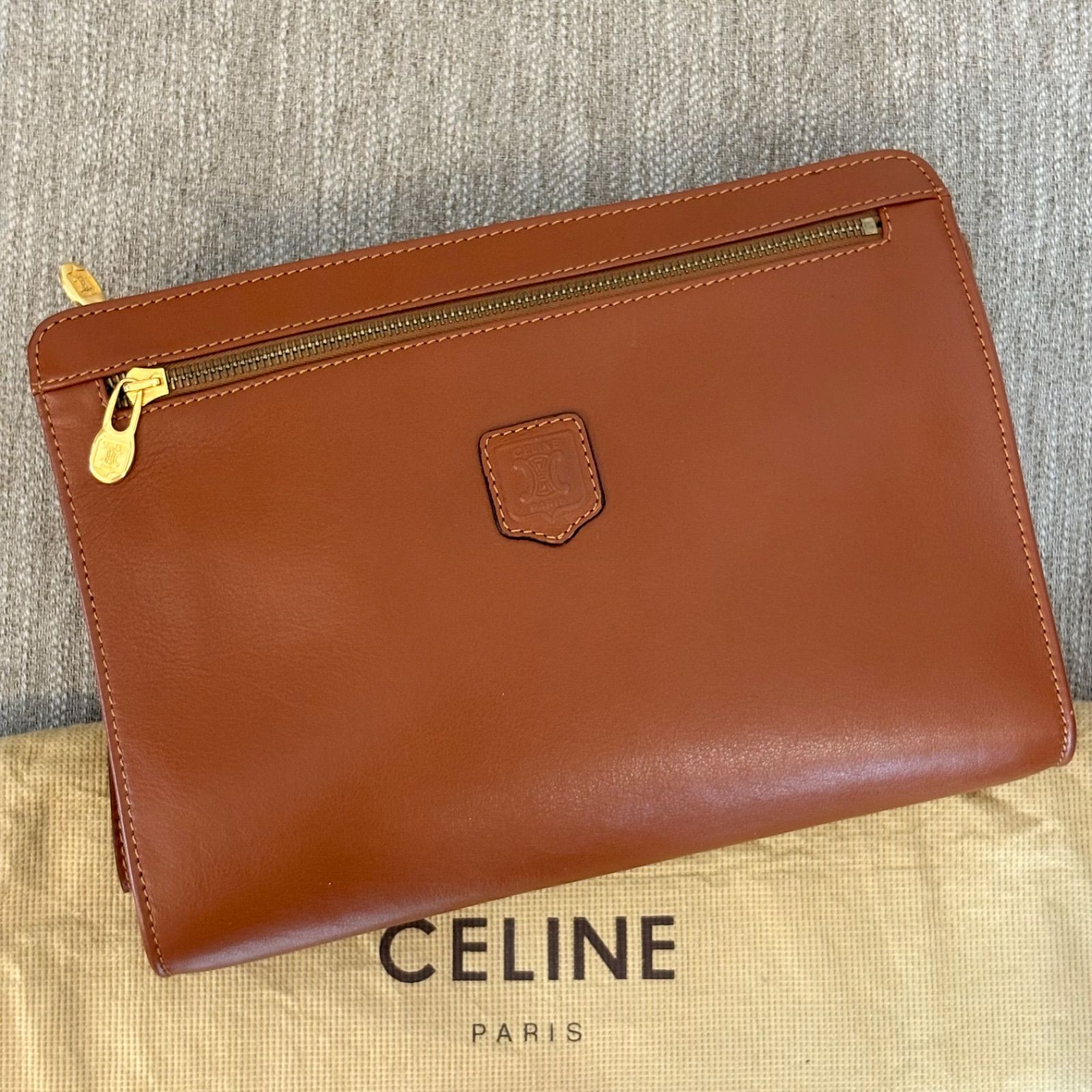 CELINE ケース トリオンフ カードケース 名刺入れ PVC レザー ベージュ