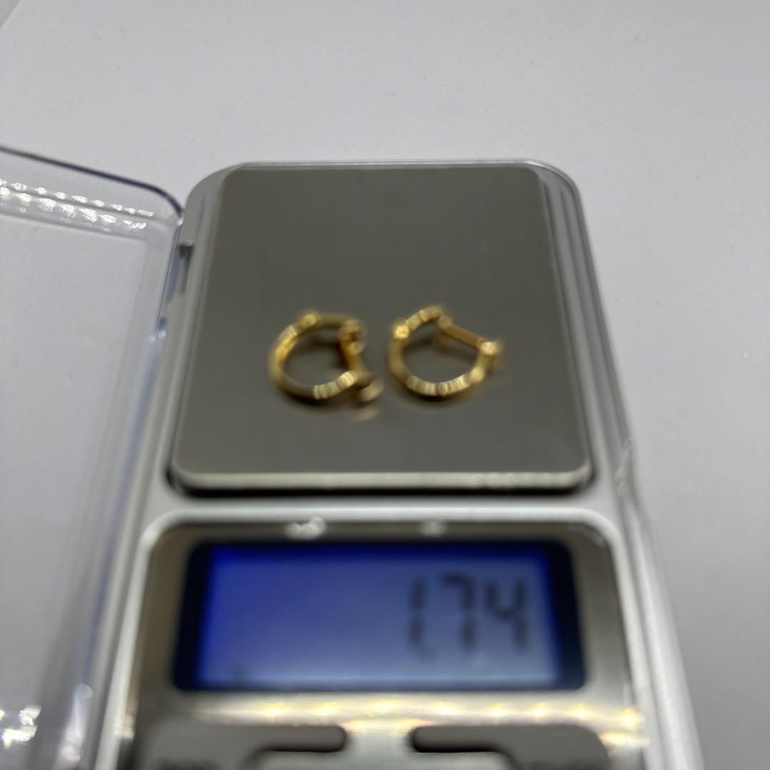 希少品】K18 ダイヤモンド片側0.03ct イヤリング 両耳 総量1.73g 