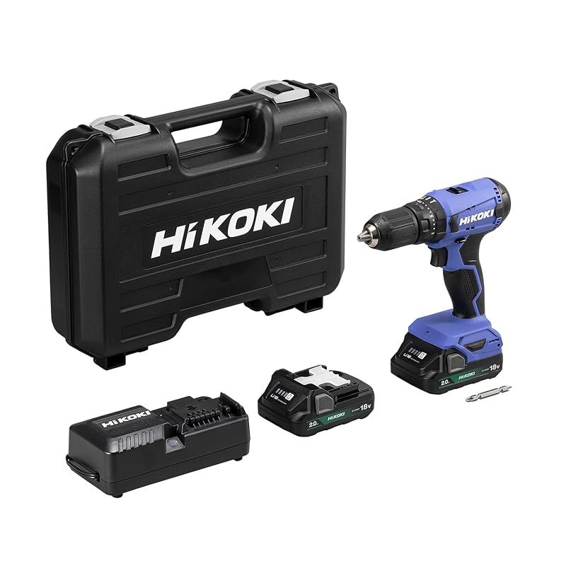 HiKOKI ハイコーキ 18V コードレス 振動ドライバドリル チャック 2.0~13mm 20段クラッチ 2.0Ah 蓄電池×2個 充電器 ケース付 FDV18DA 2BG 1
