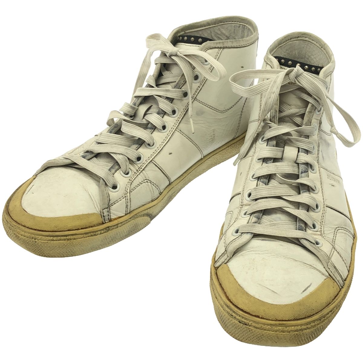 SAINT LAURENT PARIS サンローラン パリ SL/37M ヴィンテージ加工 ハイカットスニーカー  ホワイト 41
