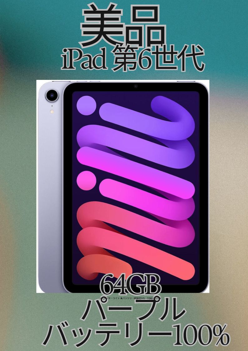 整備済み品 iPad mini 第 6 世代 Wi-Fi + Cellular 64GB パープル - 海外版、新品充電セット付き！