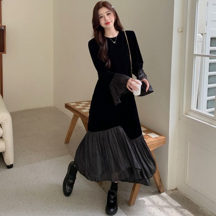  ワンピース レディース マーメイドドレス マーメイドシルエット ロングワンピース ロング丈 大人 長袖 通勤 通学 無地 着痩せ 春 秋冬 体型カバー ゆったり シンプル 20代 30代 40代 xkmilyx 74 DZ 20 エプロン キッズファッション小物