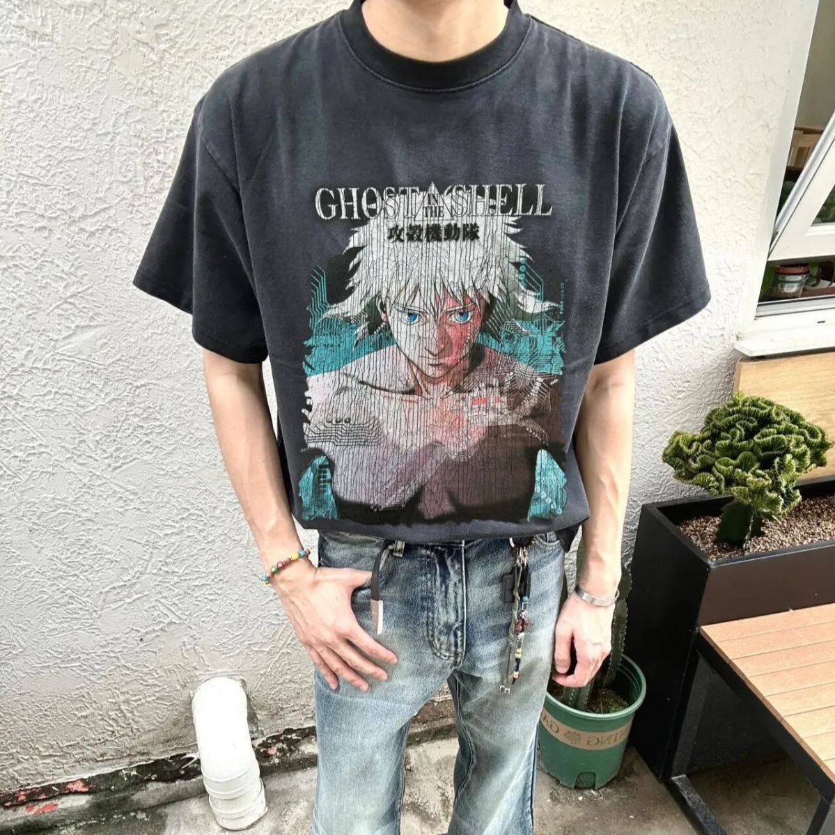 Saint Michael XGhost in the Shell 攻殻機動隊 デジタルプリント レトロウォッシュ加工 半袖, image size:1199x1199