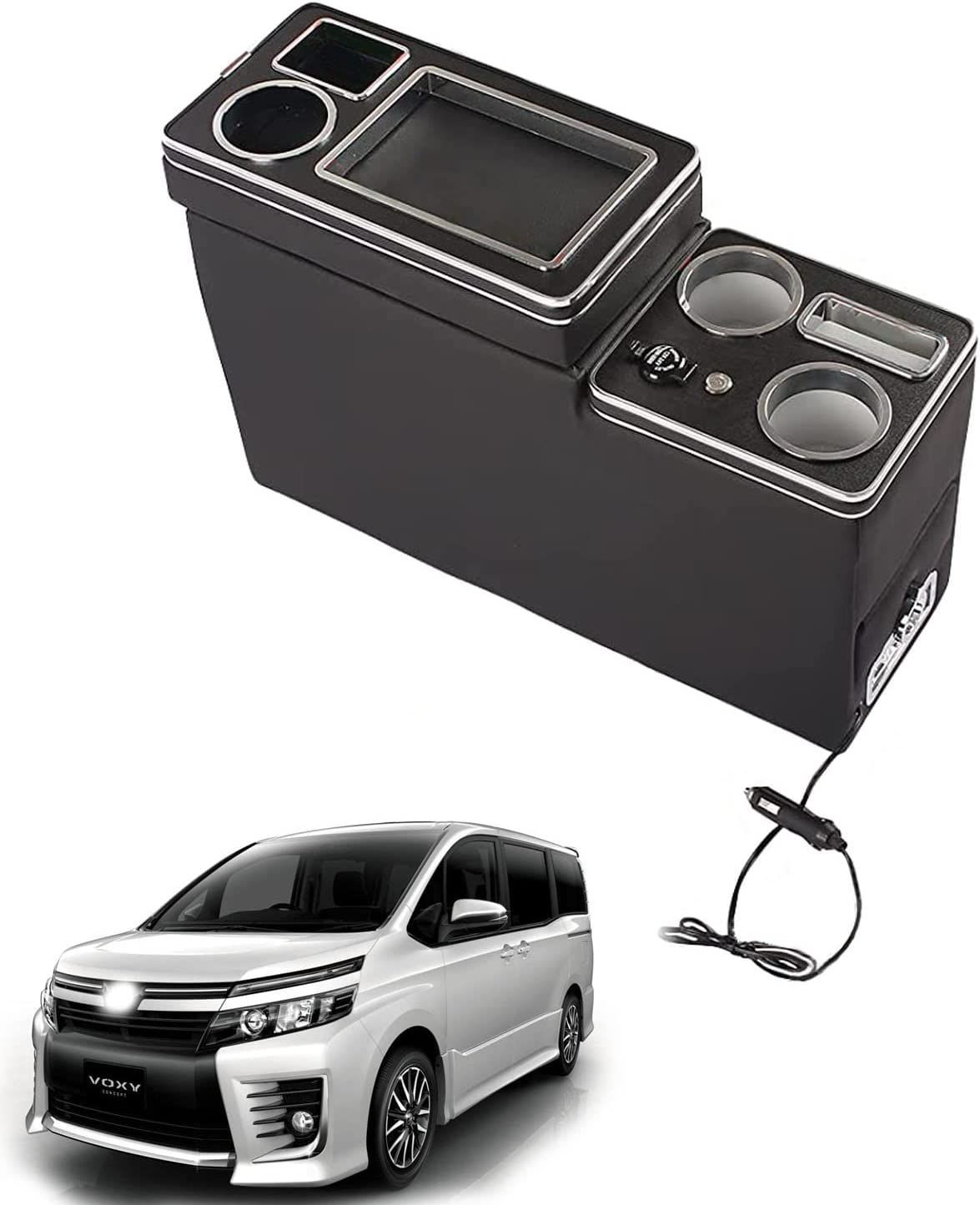 お歳暮 トヨタ VOXY ノア エスティマ WISH用 セントラルアームレスト収納ボックス LEDライト付 USBポート付 車内アクセサリー 