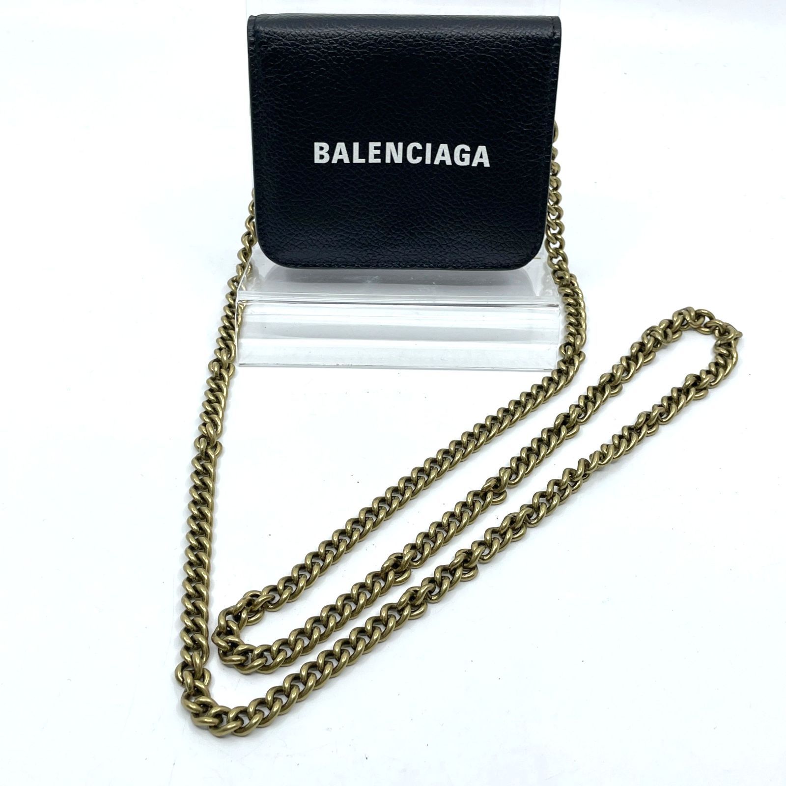 BALENCIAGA 618146 チェーン付き 二つ折り財布