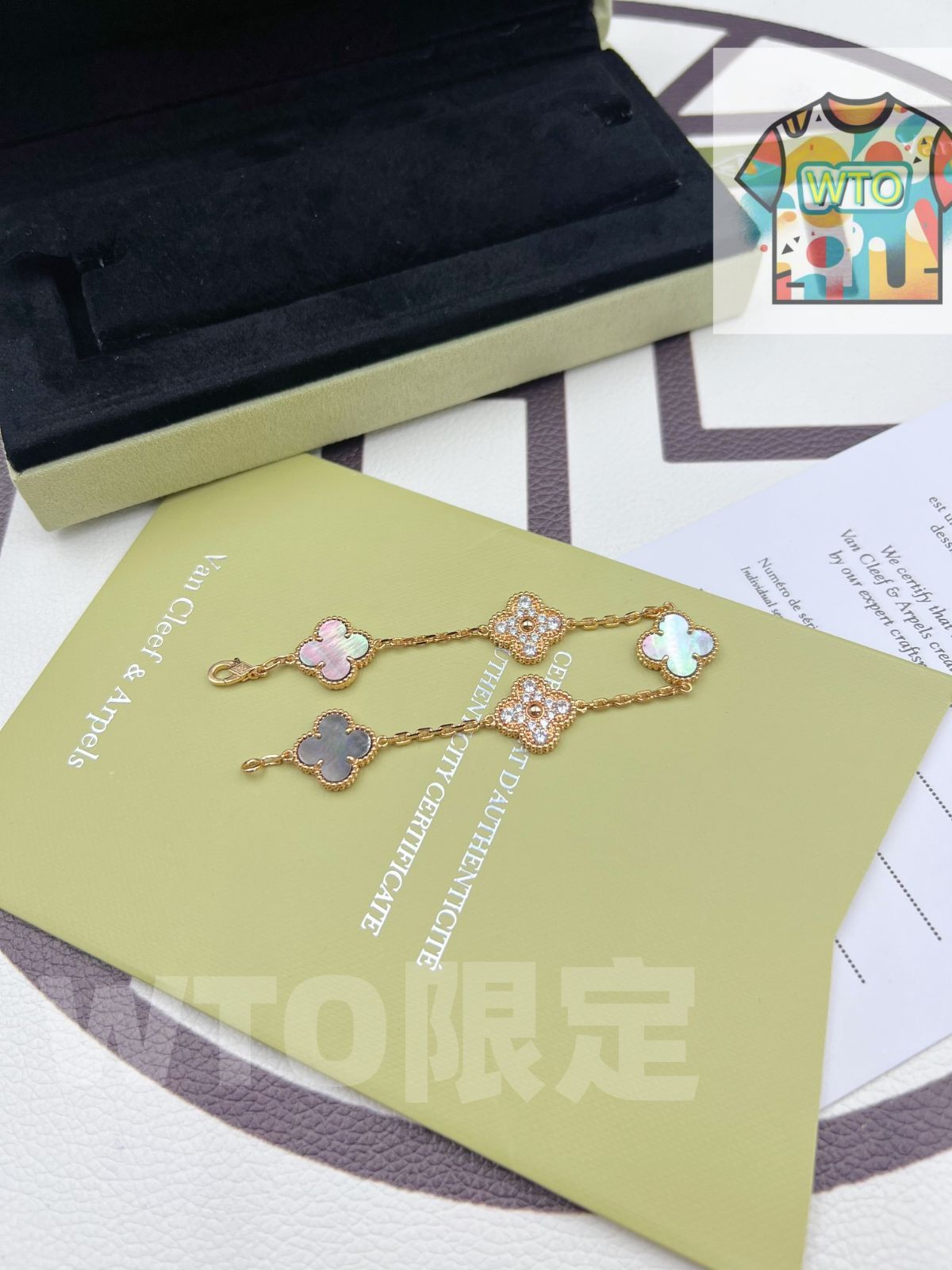 Van Cleef - Arpels ヴァンクリーフ＆アーペル 四つ葉のクローバー グレー マザーオブパール スペーサー ダイヤモンド ブレスレット｜ ｜ ♥ USTAUSTRALIA_COM_AU