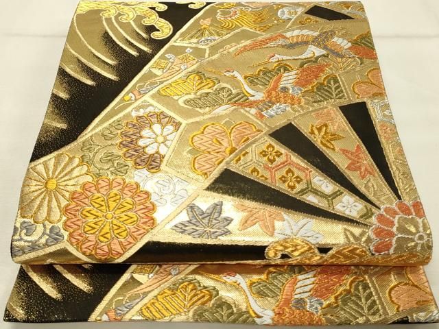 袋帯 タレ先と前柄に上品な織柄 粋な加工 正絹 AO-3772 平和屋着物◎六通柄袋帯 唐織 竹 銀糸 正絹 逸品 AAAY0732dtの