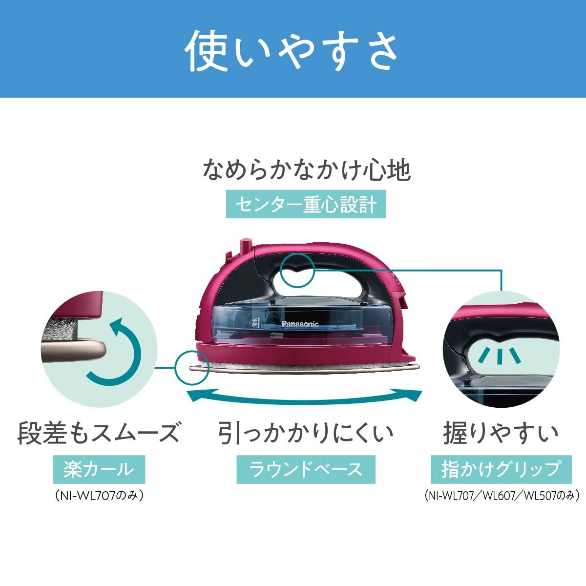 パナソニック コードレススチームWヘッドアイロン クリアグレー NI