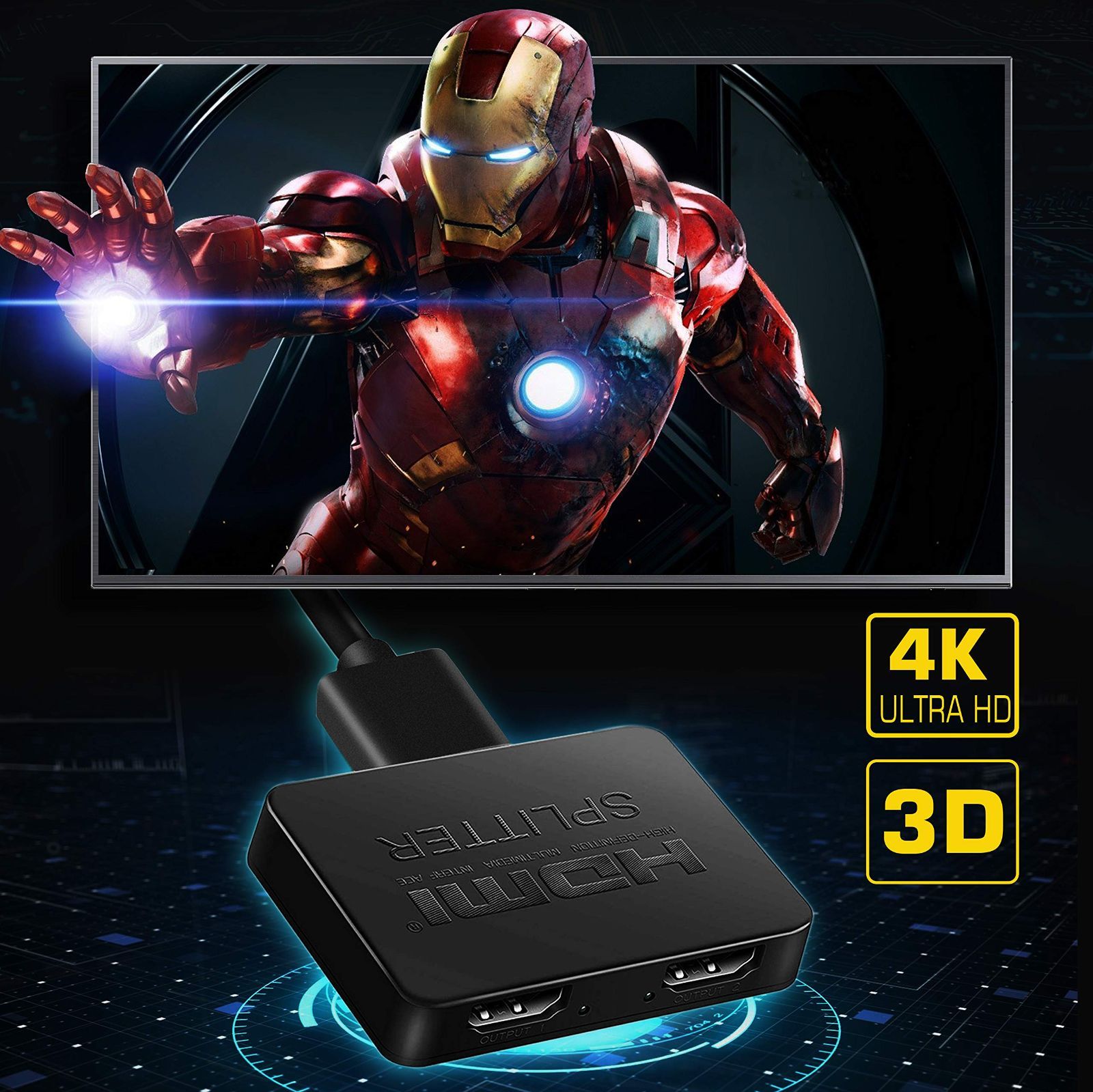 数量限定】4Kx2K HDMI分配器 HDMIスプリッター 1入力2出力 3D、フルHD、 links 1080P、HDCP1.4対応 HDMI 二股  avedio お好みの2台のディスプレイに同時出力可能 USB電源ケーブルu0026HDMIケーブル付属 XBOX - メルカリ