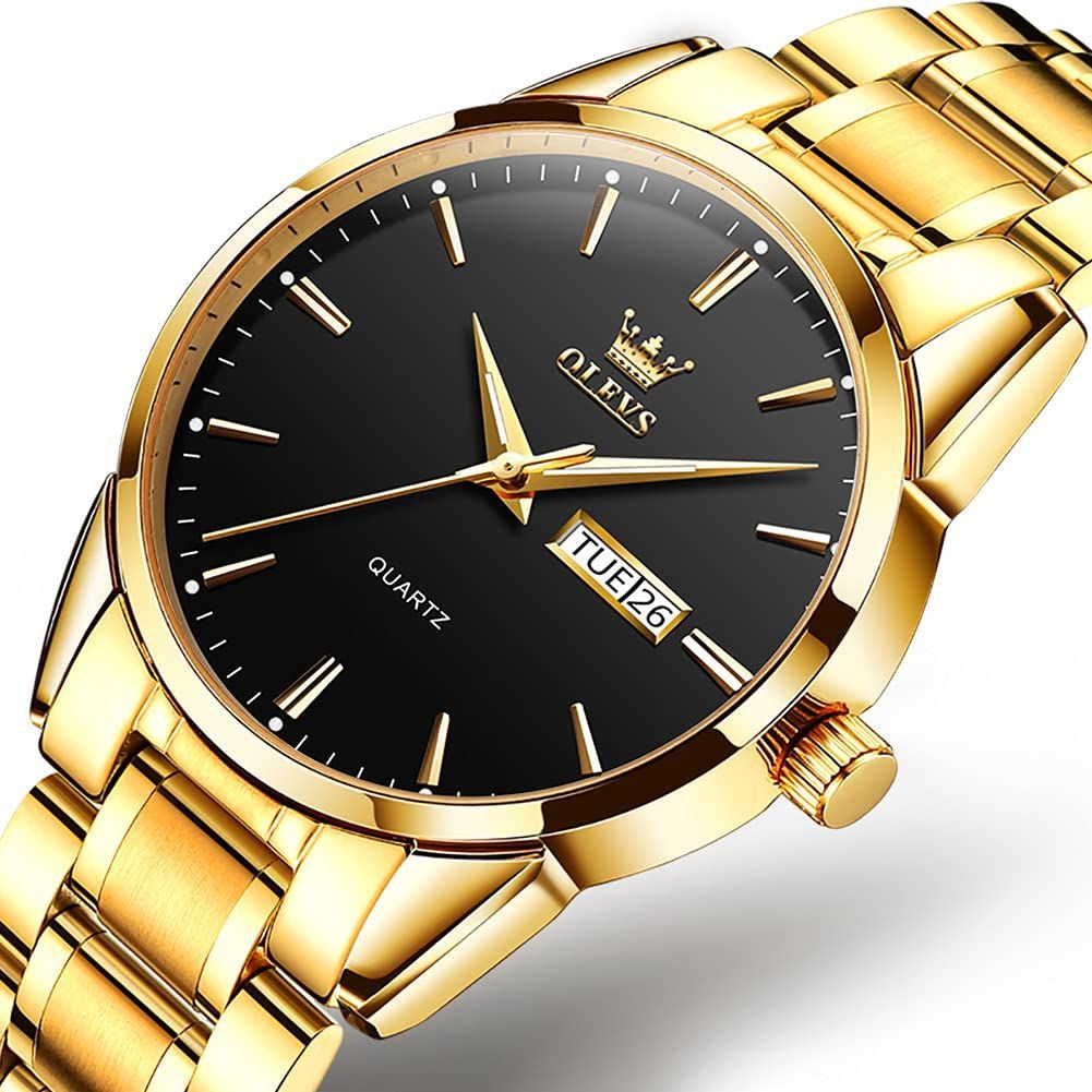 色: ゴールド/ブラック】OLEVS 腕時計 メンズ 金色 ゴールド 時計 メ 