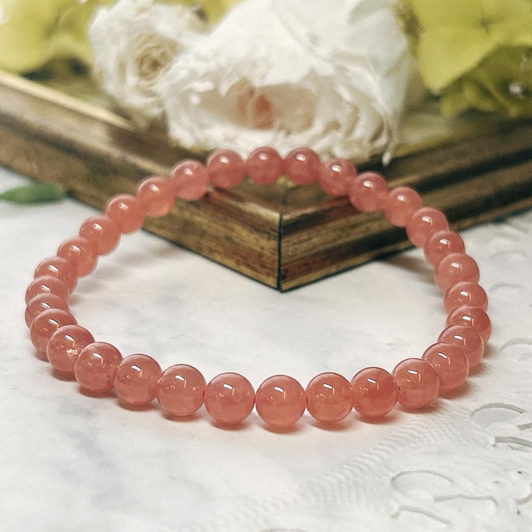 E7443】AAAインカローズ＊6㎜ブレスレット＊ Rhodochrosite(Inca Rose