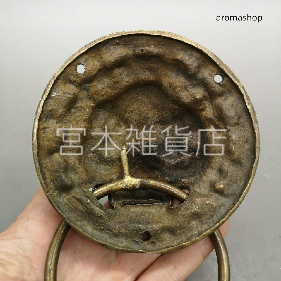 銅器 獣頭門環 獅子頭大門ノブ木戸門引環一対 装飾品 工芸品 置物 銅器 獣頭門環 獅子頭大門ノブ木戸門引環一対 装飾品 工芸品