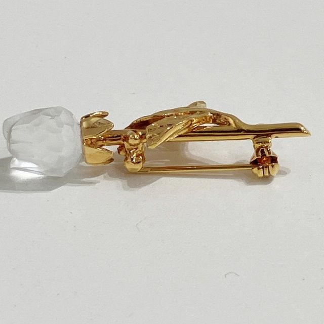 スワロフスキー SWAROVSKI 美品 ブローチ ピンバッジ 花モチーフ