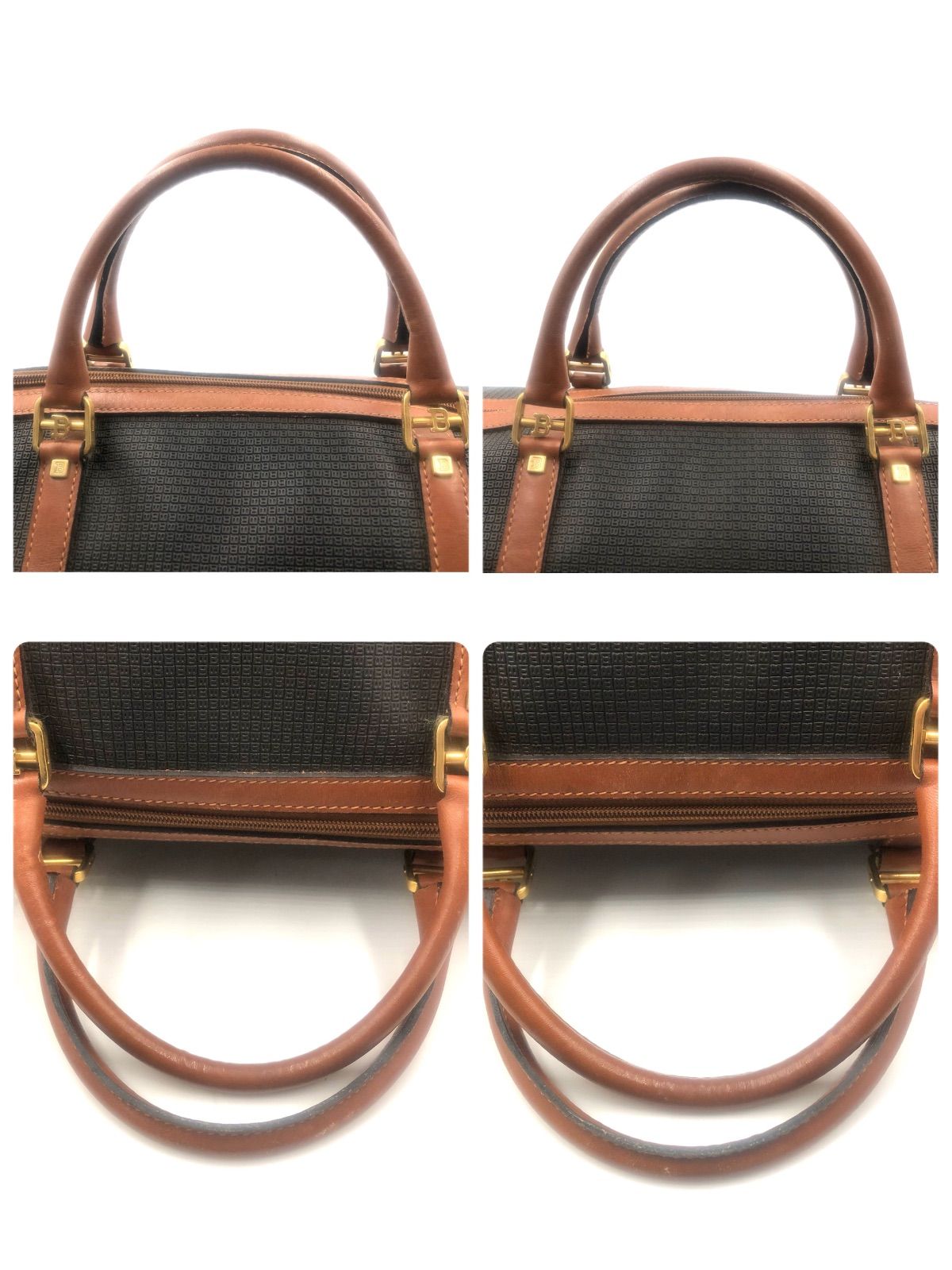 □美品□BALLY バリー Bロゴ型押し総柄 大容量ボストンバッグ