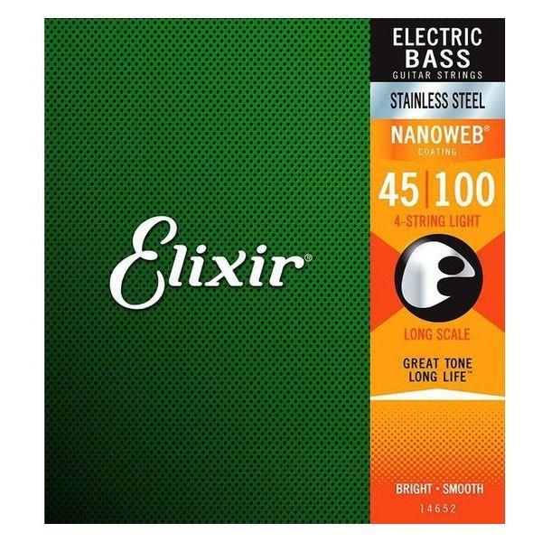 エレキベース弦 Elixir ベース弦 14652 NANOWEB LONG SCALE LIGHT 45-100 STAINLESS