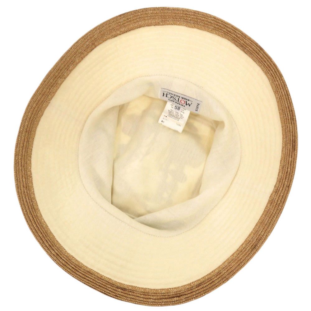 美品 エルメス MOTSCH BRIDES de GALA サイズ58 シルク 麻 ストロー