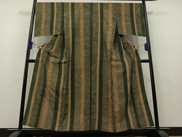 平和屋着物▽伝統工芸士 七代目 吉澤与市 紬 単衣 絞り 更紗花間