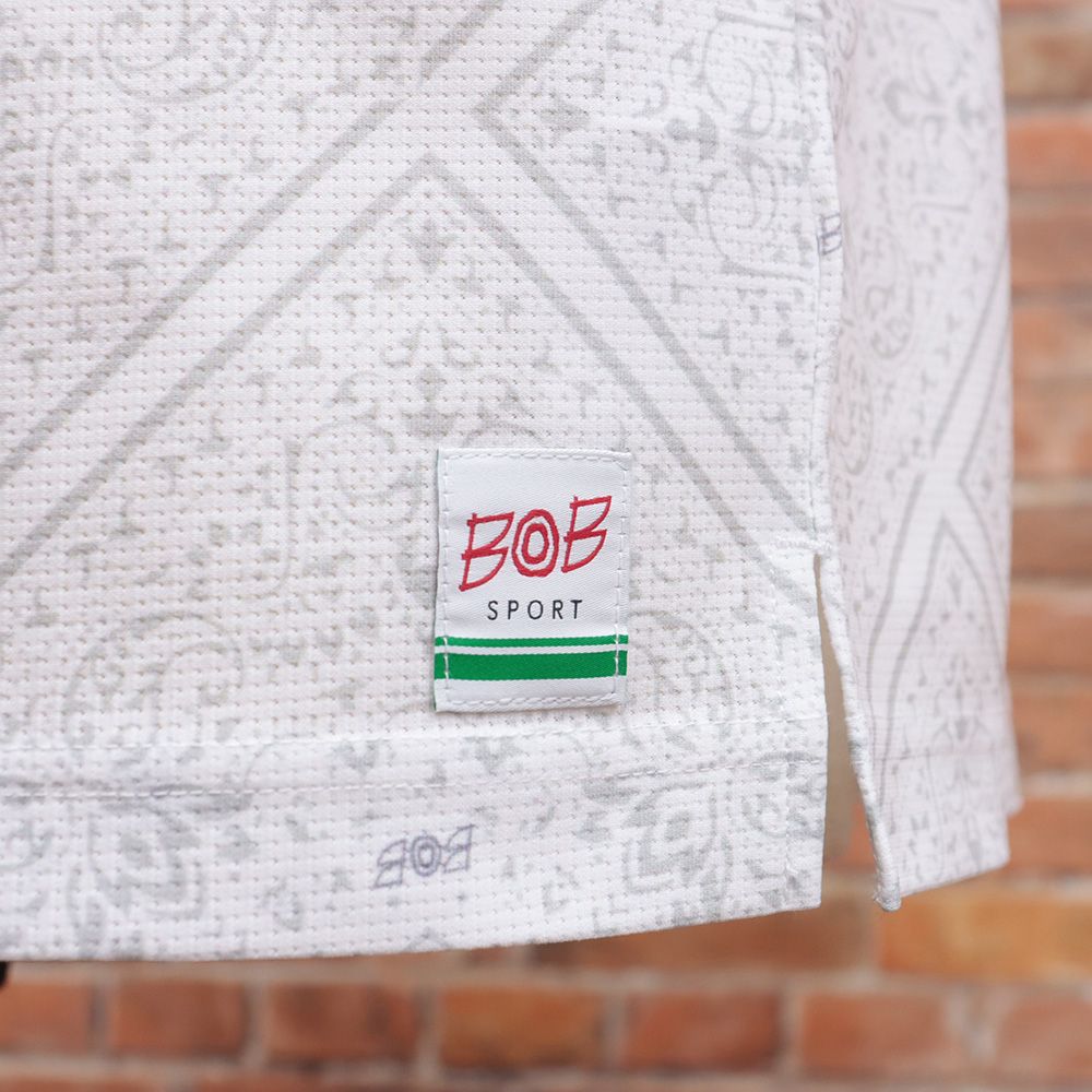 春夏/BOB/Lサイズ/半袖 モックネック Tシャツ 日本製 バンダナ柄