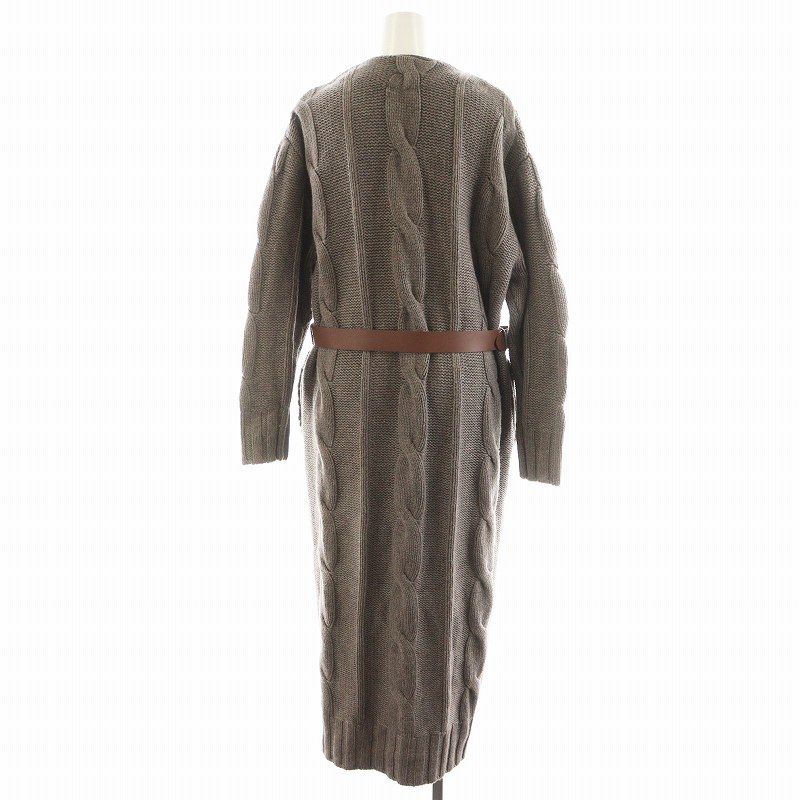 ウーア Uhr BIG CABLE LONG GOWN カーディガン ロング丈  ベルト付き アルパカ混 茶 ブラウン 19AWUhr-KT120 /AN46 レディース ウーア Uhr BIG CABLE LONG GOWN カーディガン ロング丈 ベルト