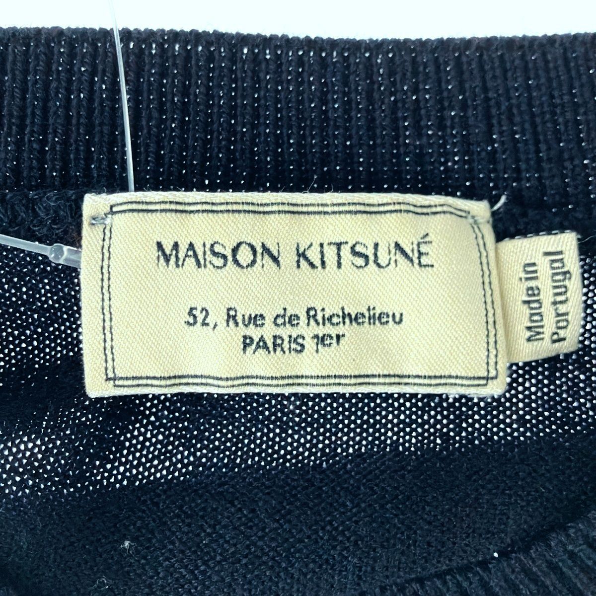 MAISON KITSUNE メゾンキツネ 14AW フォックスパッチニットトップス KWM-1479-B ネイビー XS MAISON KITSUNE メゾンキツネ 14AW フォックスパッチニットトップス
