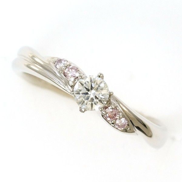 PT900 リング ring 指輪 7号 ダイヤ 0.16 ピンクダイヤ 0.04 総重量約2.9g