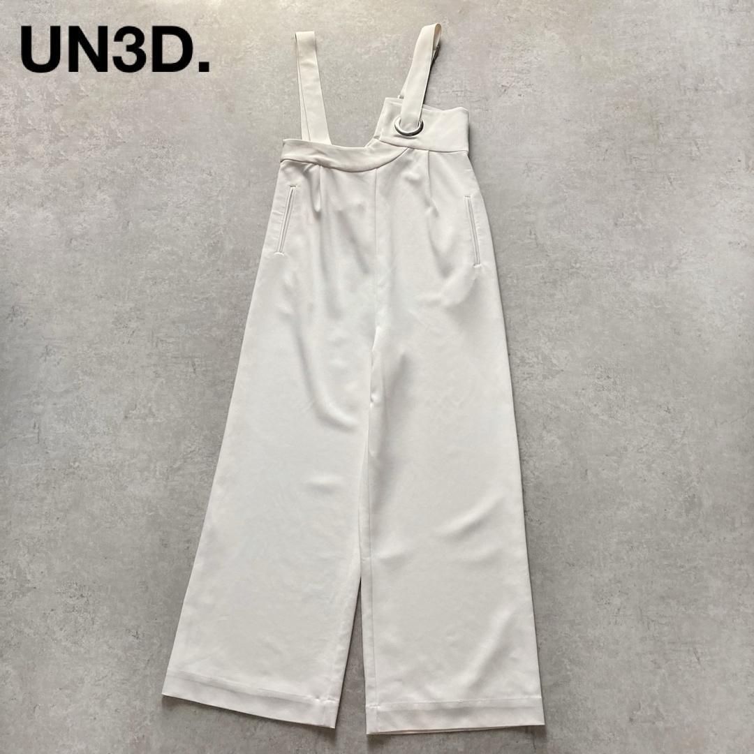 UN3D. アンスリード オールインワン サロペット アイレット アシンメトリー フルレングス 2025ss ホワイト 白 38サイズ