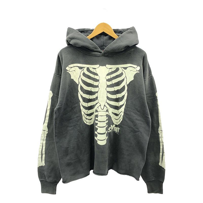 SAINT MICHAEL  Mxxxxxx / セントマイケル | HOODIE BONE / ヴィンテージ加工 ボーン 両面プリント スウェット フーディ | XL | チャコールグレー | メンズ SAINT MICHAEL Mxxxxxx / セントマイケル | HOODIE BONE