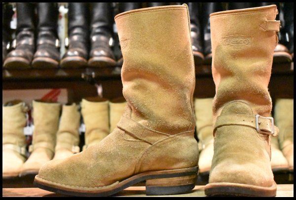 【7E? 良品】WESCO ウエスコ カスタムボス スエード エンジニア バーラップラフアウト ベージュ ビブラム430 BOSS ブーツ HOPESMORE【FB281】