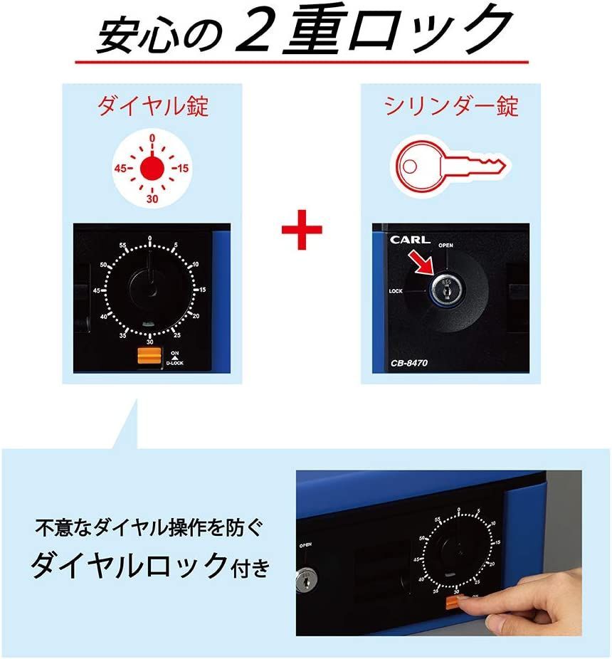手提げ金庫 キャッシュボックス A4 ブルー イベント 催し 会場 持ち運び □ダイヤルロック □二段