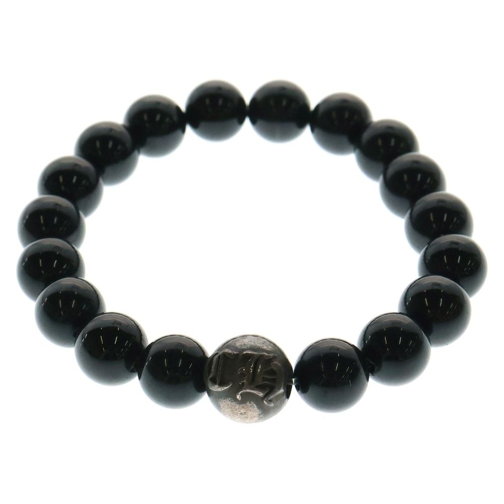 CHROME HEARTS クロムハーツ 10mm BEAD CHロゴボール 10mmビーズブレスレット ブラック|シルバー