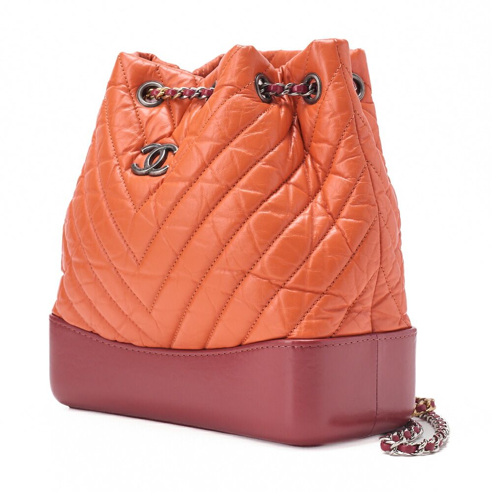 CHANEL シャネル チェーンリュック マトラッセ ガブリエル ドゥ シャネル シルバー×ゴールド金具 レディース