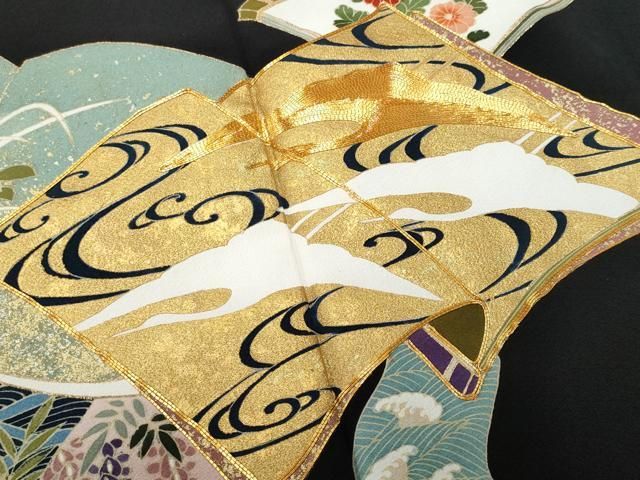 平和屋着物○豪華色留袖 駒刺繍 雲取り桐文 金彩 正絹 逸品