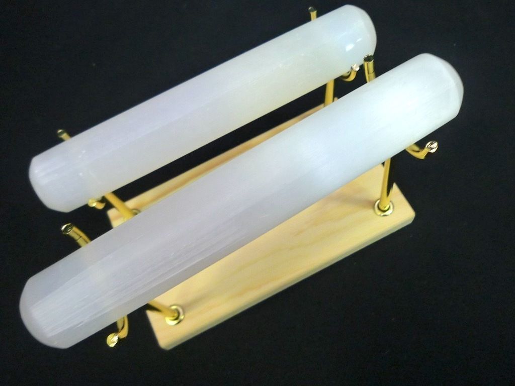 セレナイト ブレスレット ホルダー スタンド ダブル ディスプレイスタンド 聖母マリアのガラス 透石膏 ブレス オーガナイザー 台座 _U1