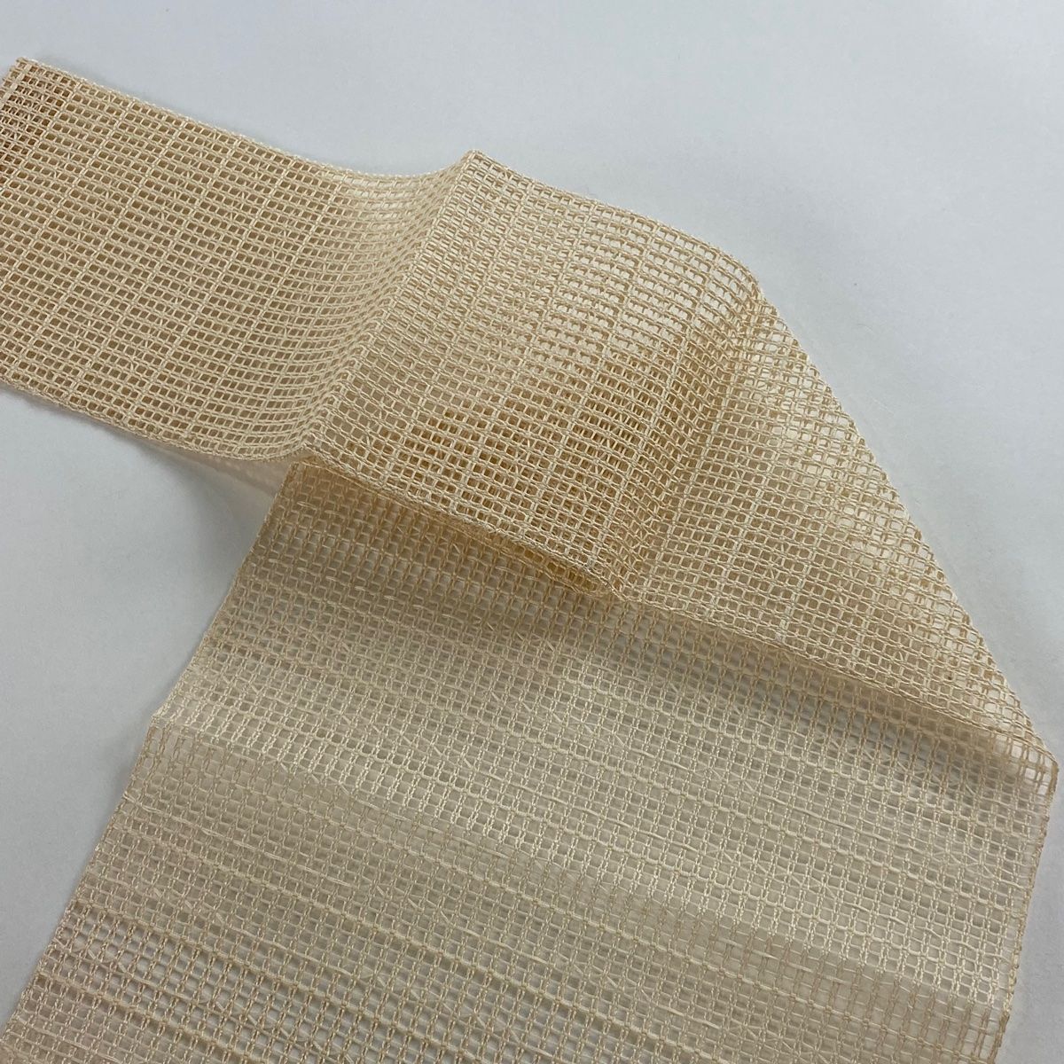 【美品】夏物帯　名古屋帯　八寸　松葉仕立て　ベージュ　C 名古屋帯 美品 秀品 夏帯 八寸名古屋帯 松葉仕立て トンネル