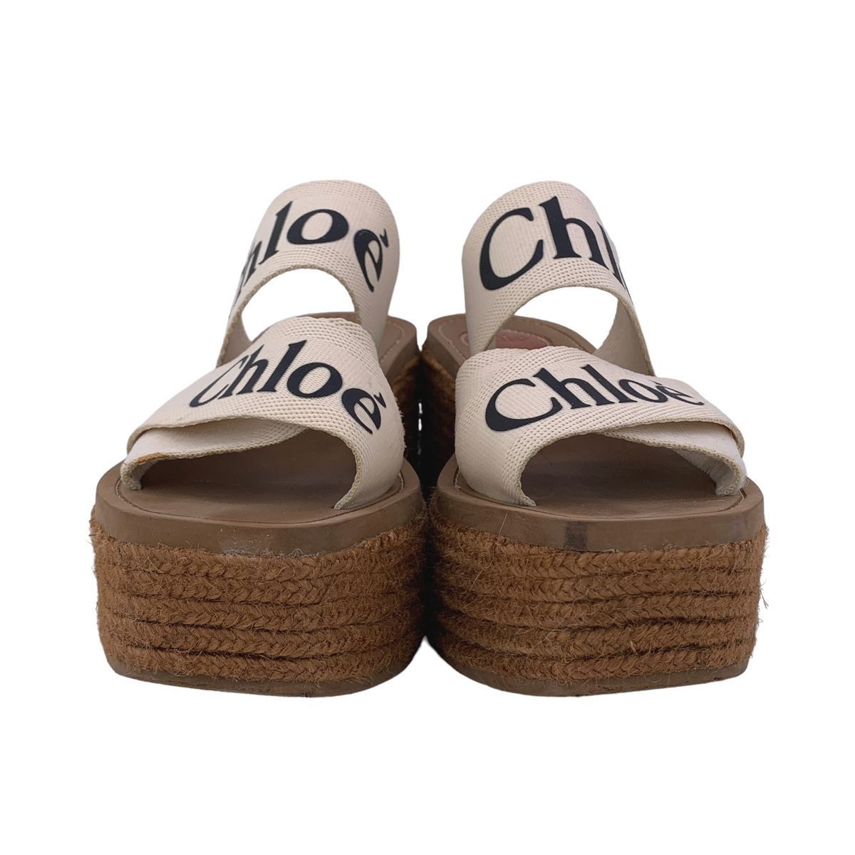 中古】 Chloe クロエ woodyウェッジエスパドリーユ CHC22U449Z3101  