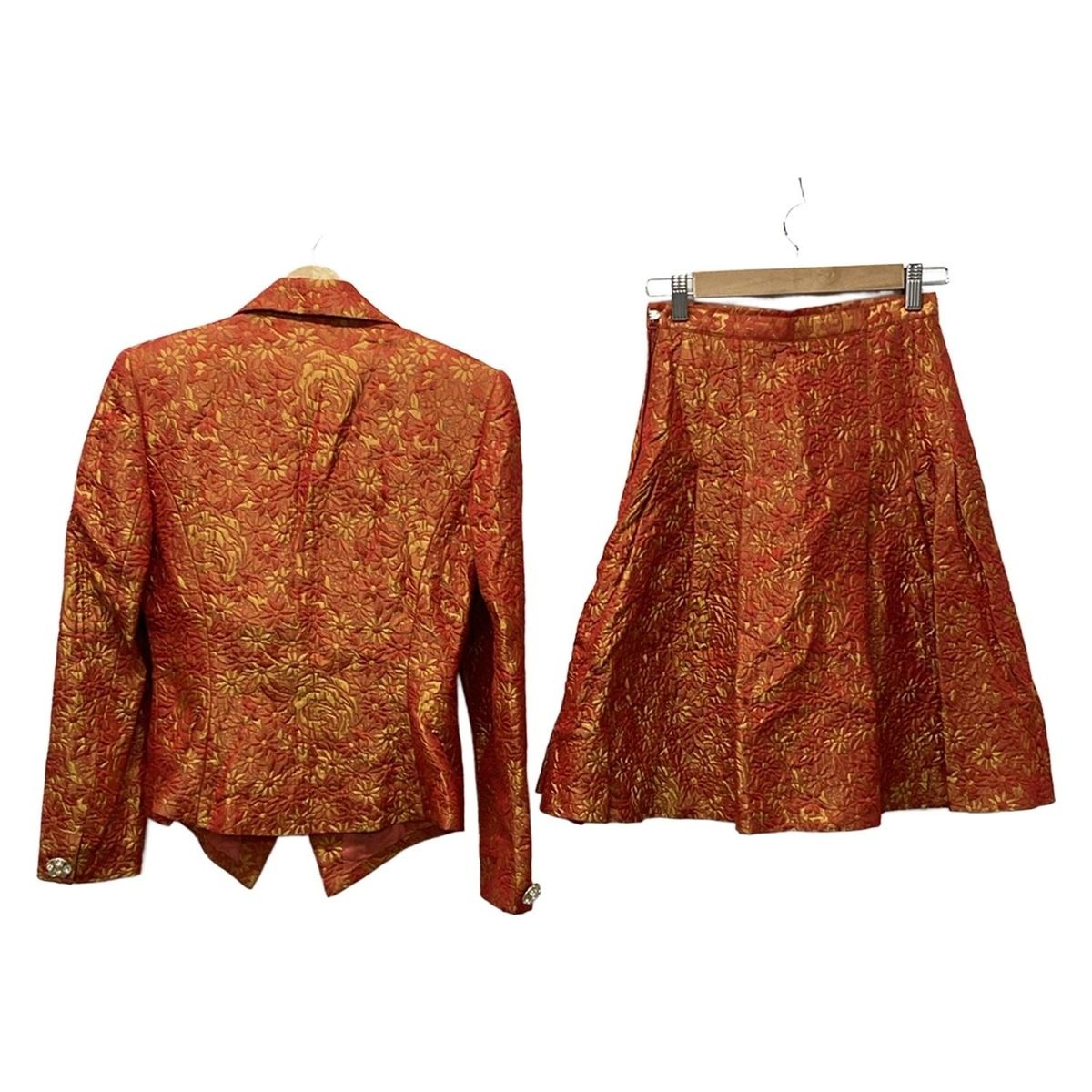 オレンジ×レッド 花柄